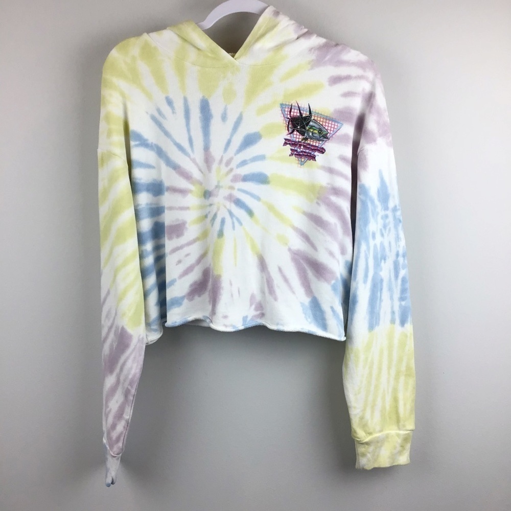 NWT Psycho Tuna Tie Dye Crop Neon Geo Hoodie | Medium
